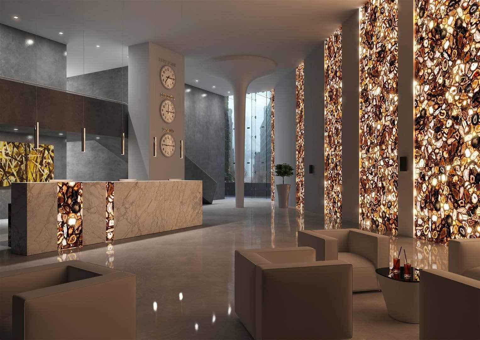 Backlit Brown Agate Wall Cladding Hotel Projects