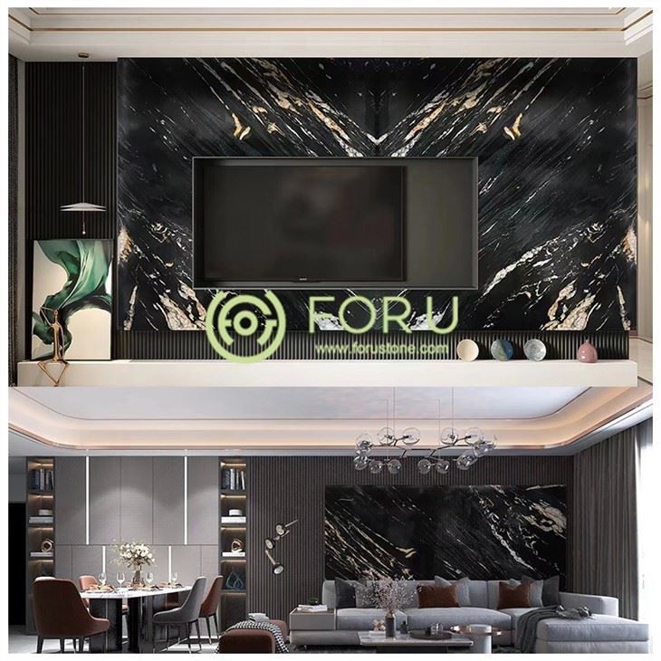 Belvedere Black Granite Feature Wall Projects | FOR U STONE 