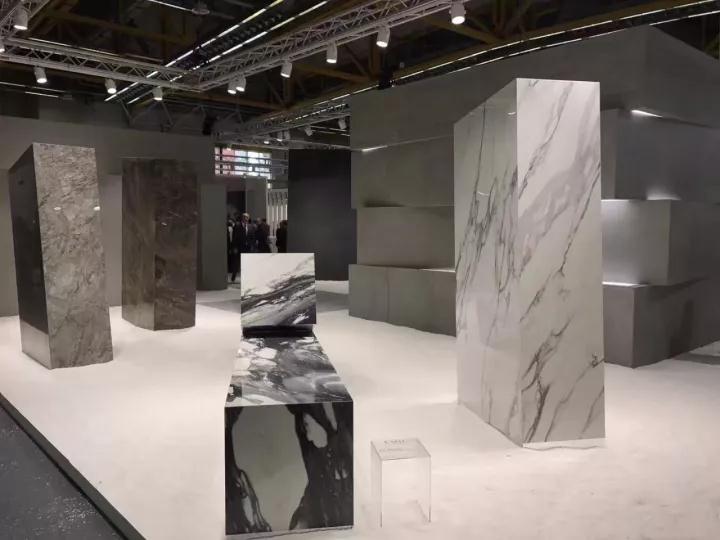 Bologna Italy Ceramic Bathroom Exhibition, Ceramic Imitation Marble Behind The Show