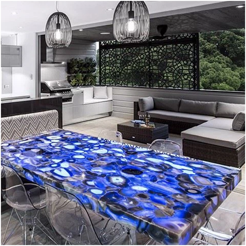 Blue Agate Backlit Dining Tables Blue Agate Backlit Dining Tables