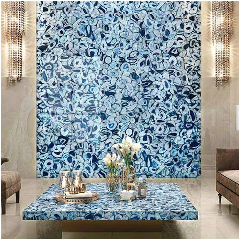 Blue Agate Gemstone Backlit Feature Wall Blue Agate Gemstone Backlit Feature Wall