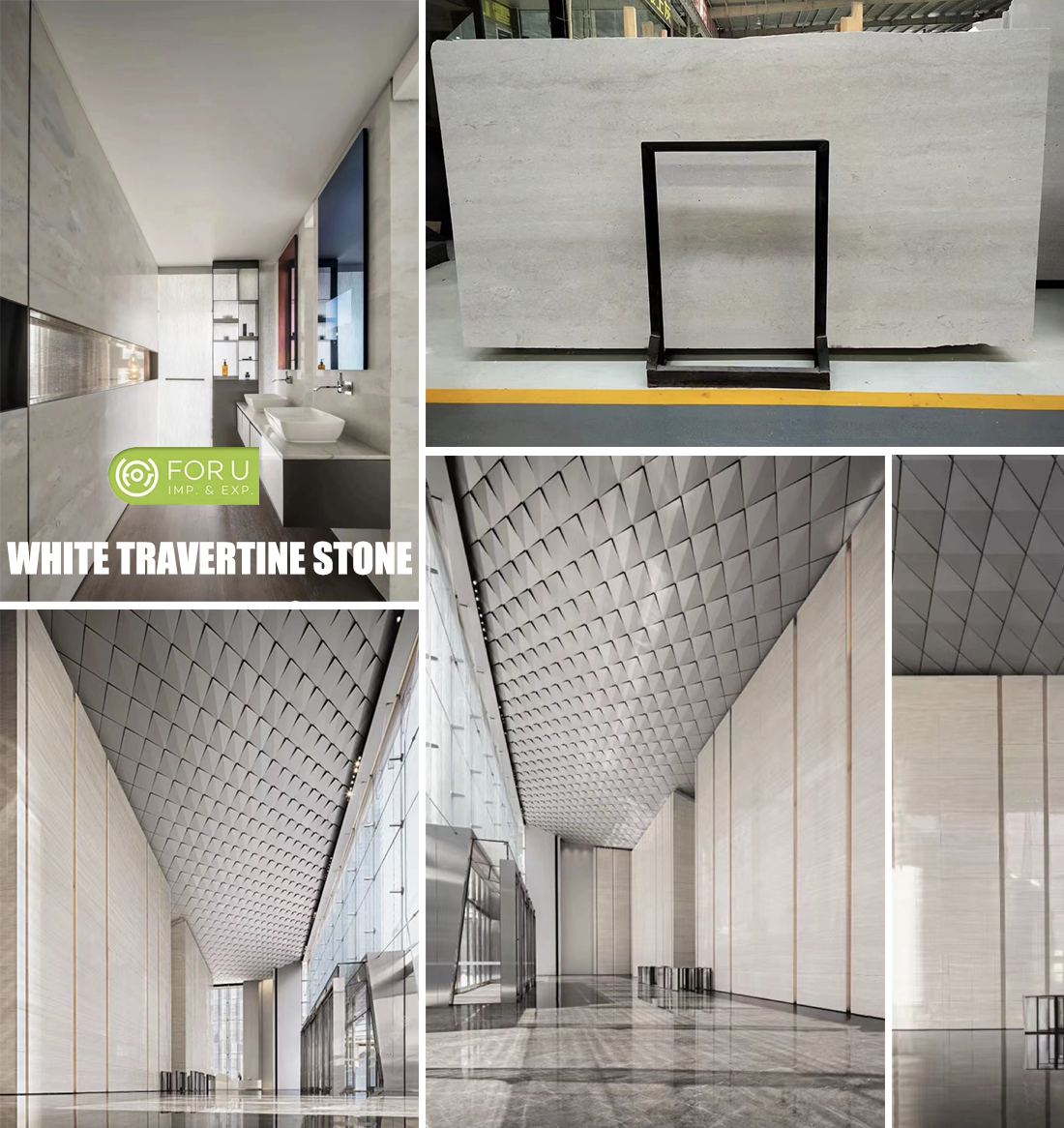 Chinese White Travertine Stone Building Lobby Projects FOR U STONE