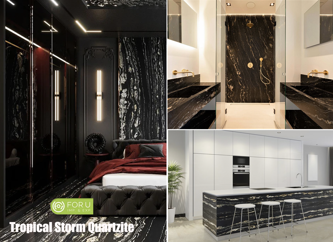 Tropical Storm Exotic Quartzite Bookmatched Tiles and Countertops FOR U STONE