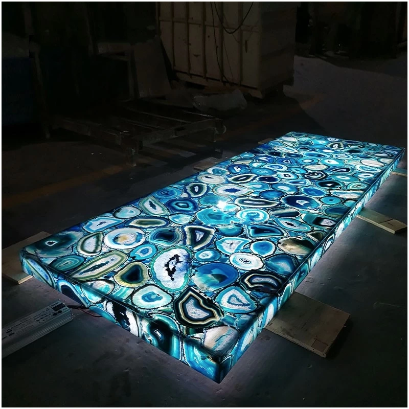 Blue Backlit Agate Tables and Countertops Supplier FOR U STONE Blue Backlit Agate Tables and Countertops Supplier FOR U STONE