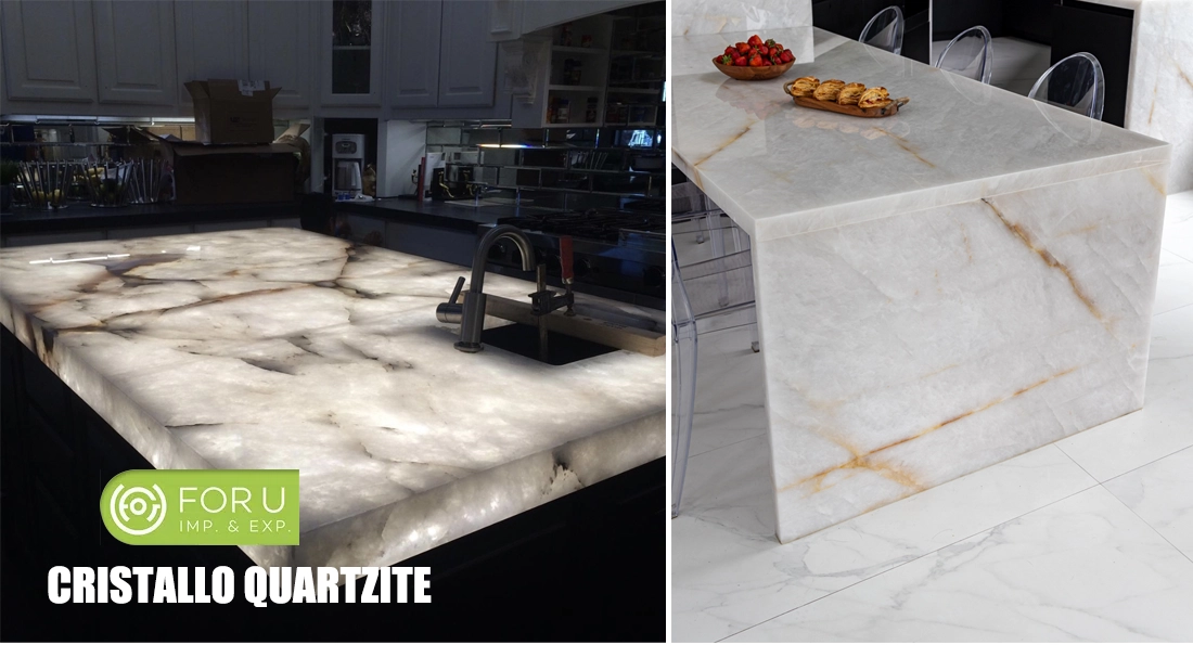 Cristallo Quartzite Backlit Kitchen Countertops Cristallo Quartzite Backlit Kitchen Countertops