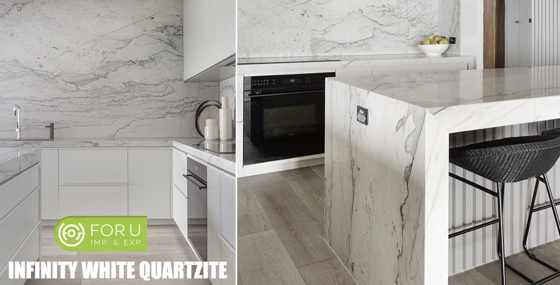 Infinity White Quartzite Kitchen Countertop Designs FOR U STONE Infinity White Quartzite Kitchen Countertop Designs FOR U STONE