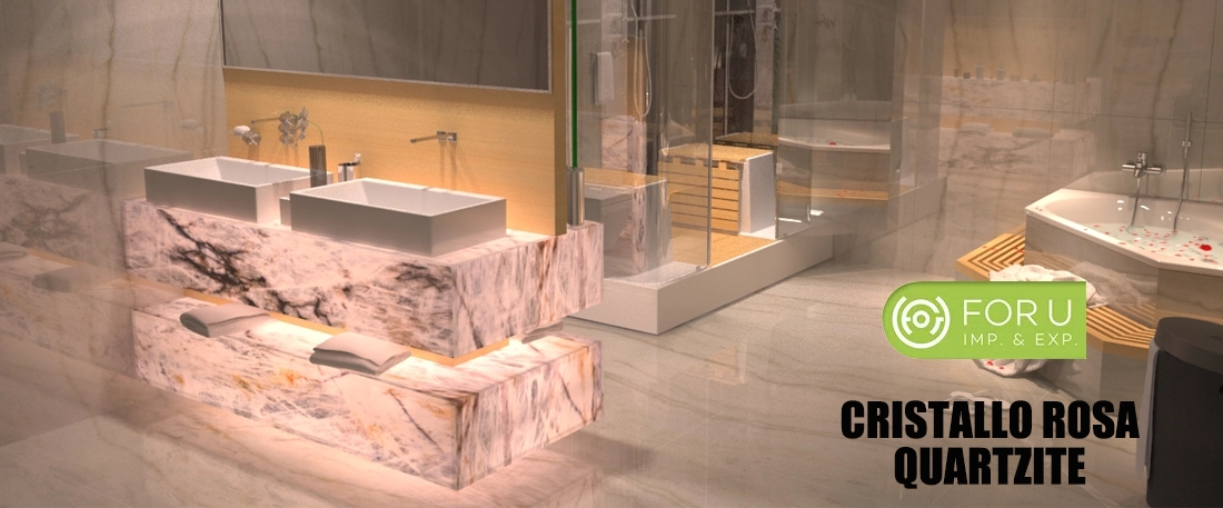 Luxury Backlit Cristallo Rosa Quartzite Bathroom Countertops Luxury Backlit Cristallo Rosa Quartzite Bathroom Countertops