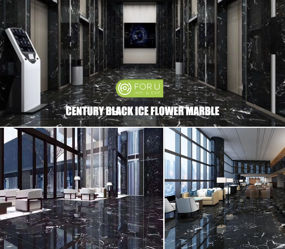 Century Black Ice Flower Marble For Grand Hotel Lobby projects FOR U STONE Century Black Ice Flower Marble For Grand Hotel Lobby projects FOR U STONE