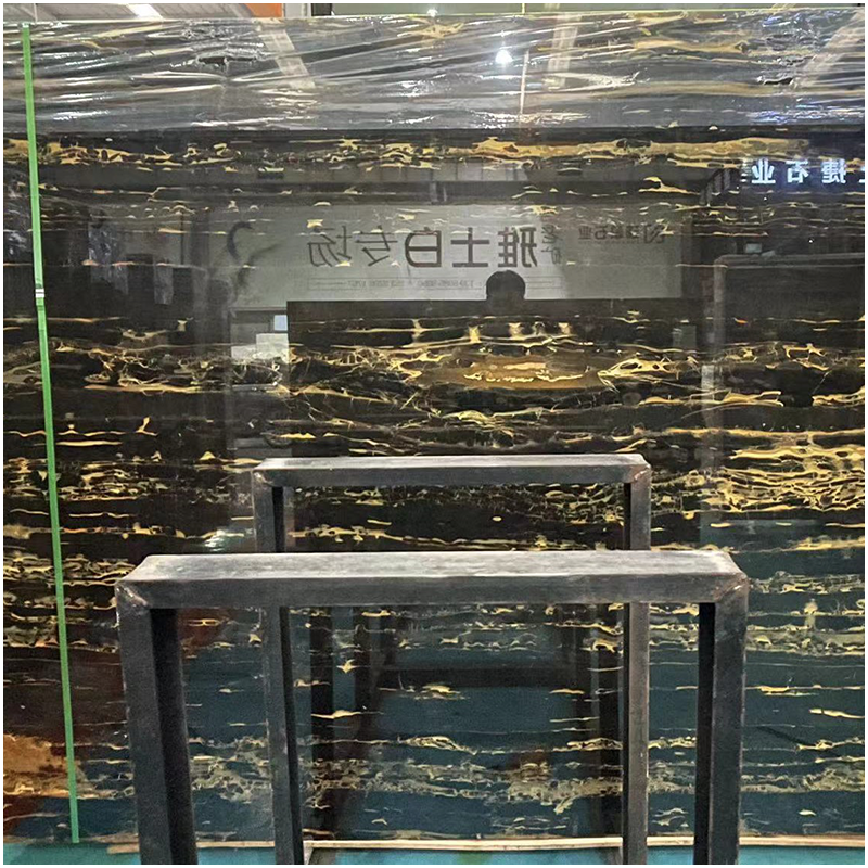 Gold Portoro Black Marble Slab