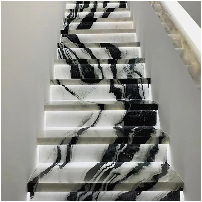 Panda Marble Stairs With Backlit Lead Designs Panda Marble Stairs With Backlit Lead Designs