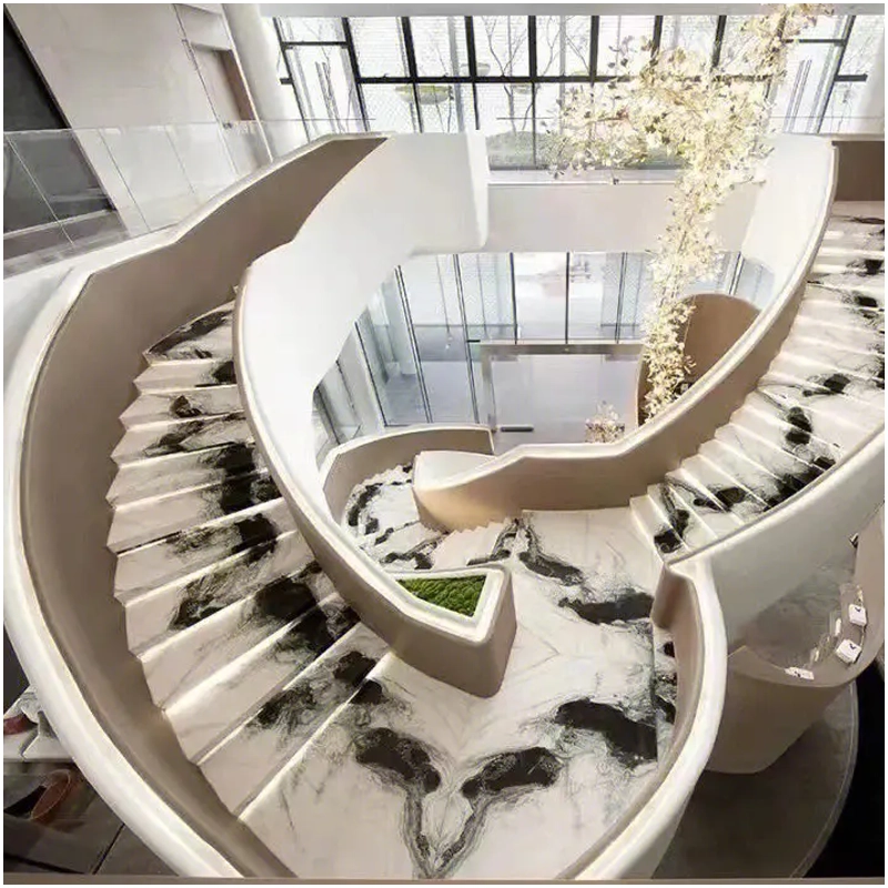 Panda White Marble Luxury Stairs Projects FOR U STONE Panda White Marble Luxury Stairs Projects FOR U STONE