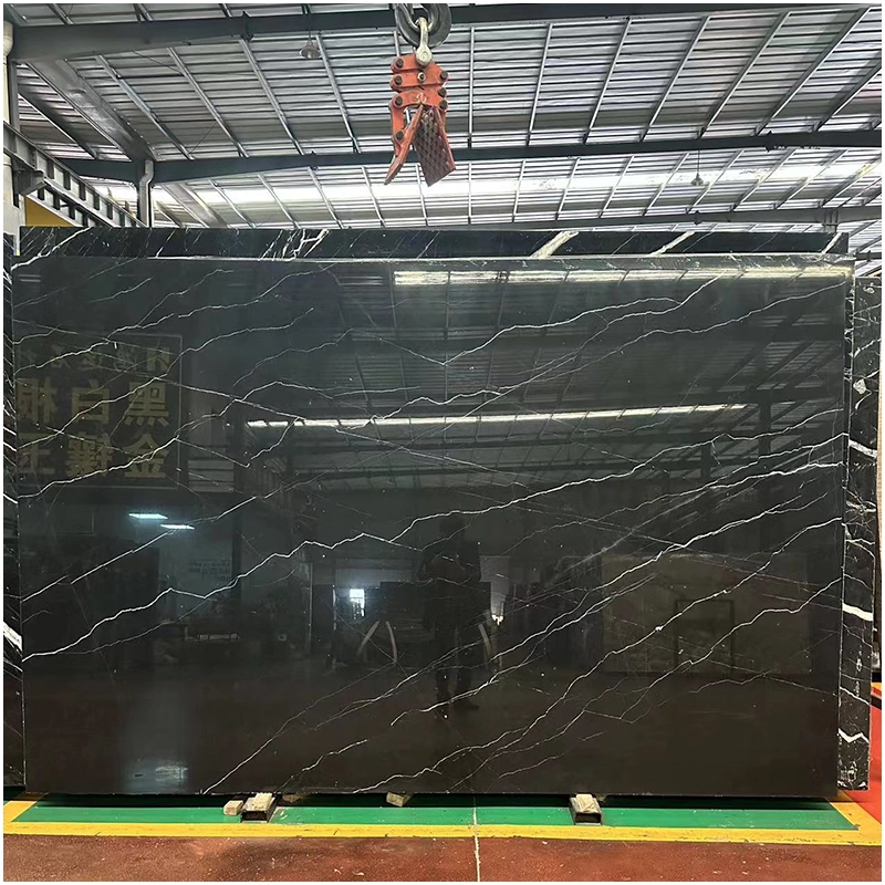Polished Black Marquina Marble Slabs