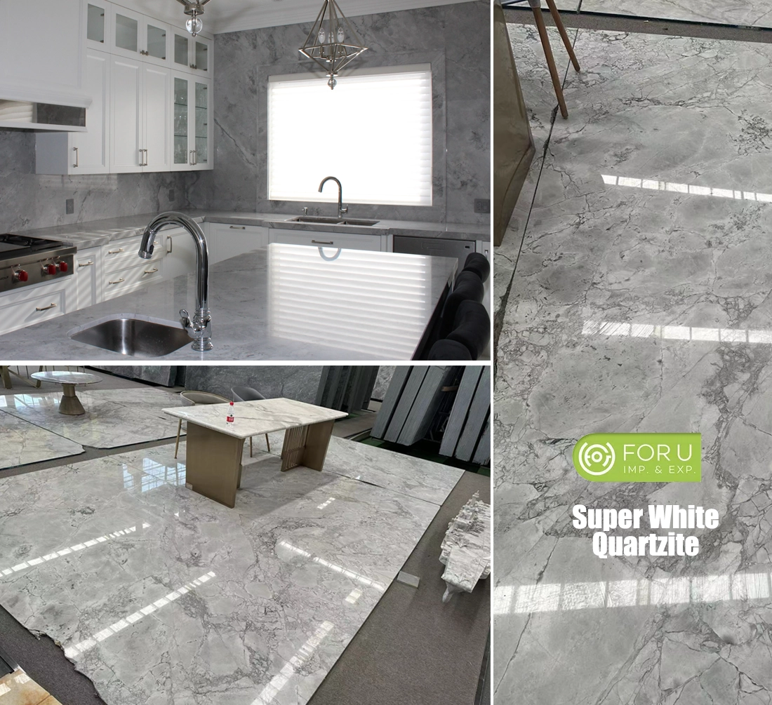 Super White Grey Quartzite Kitchen and Floor Projects FOR U STONE Super White Grey Quartzite Kitchen and Floor Projects FOR U STONE