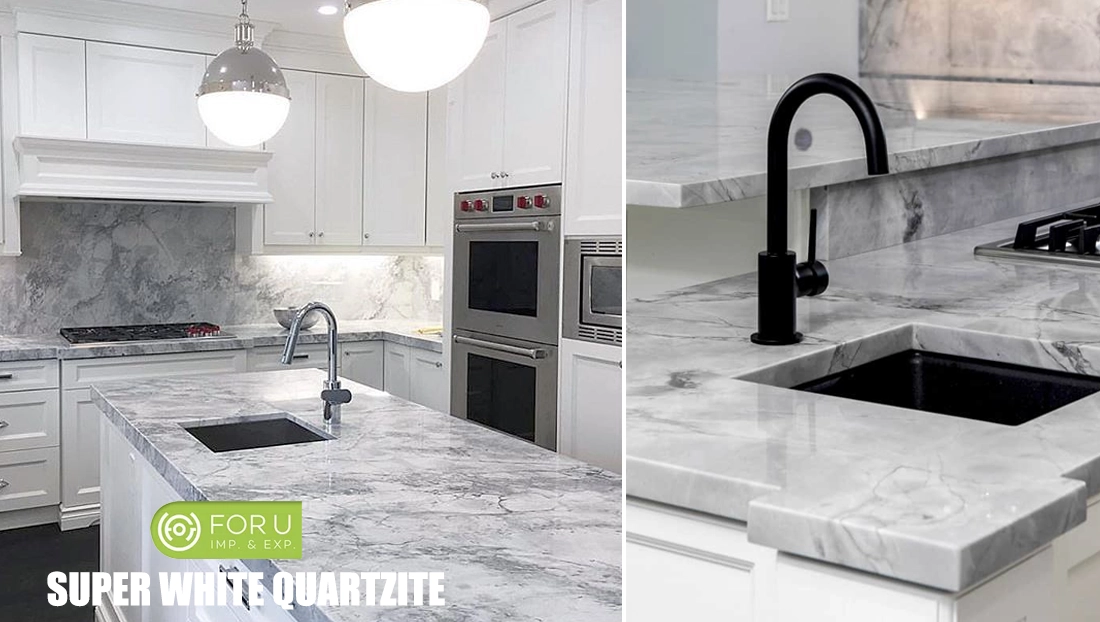 Super White Quartzite Kitchen Projects FOR U STONE Super White Quartzite Kitchen Projects FOR U STONE