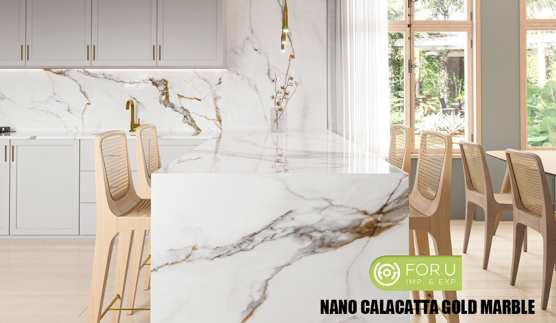 Super Nano Calacatta Gold Marble Kitchen Countertop Projects FOR U STONE Super Nano Calacatta Gold Marble Kitchen Countertop Projects FOR U STONE