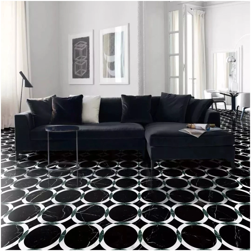 Nero Marquina Black Marble Waterjet Floor Tiles Nero Marquina Black Marble Waterjet Floor Tiles