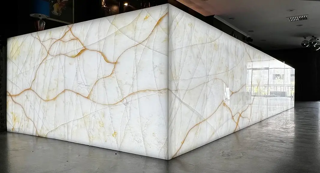 Snow White Onyx Backlit Wall Designs