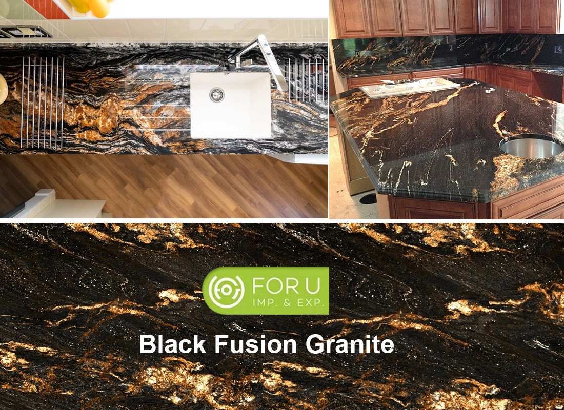 Customized Black Fusion Granite Kitchen Countertop Projects FOR U STONE Customized Black Fusion Granite Kitchen Countertop Projects FOR U STONE