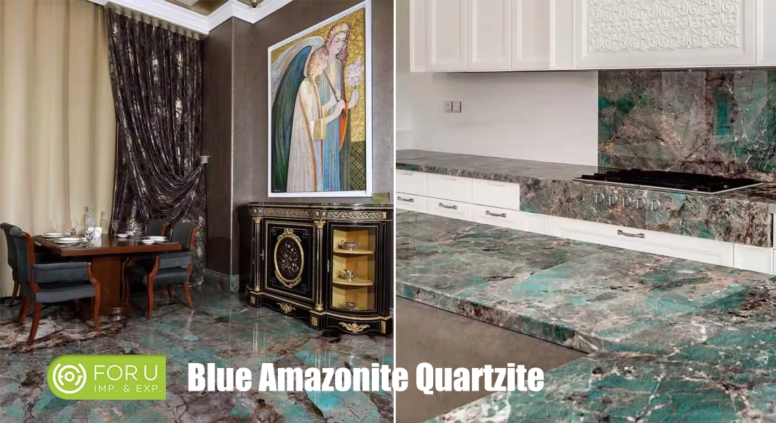 Luxury Blue Amazonite Blue Quartzite Floor Tile and Worktops Factory For U STONE Luxury Blue Amazonite Blue Quartzite Floor Tile and Worktops Factory For U STONE