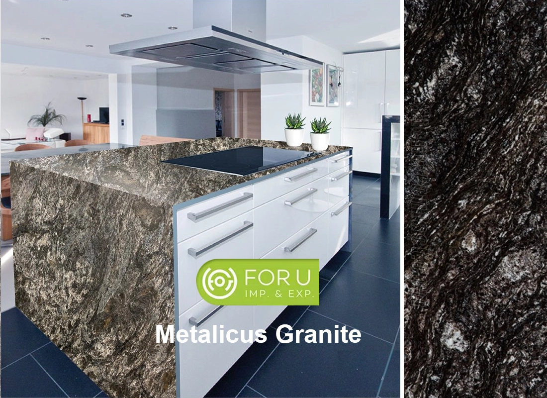 Metalicus Black Granite Kitchen Island Countertops Residence Projects FOR U STONE Metalicus Black Granite Kitchen Island Countertops Residence Projects FOR U STONE