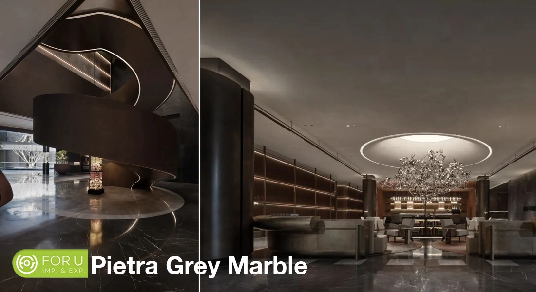 Pietra Grey Marble Hotel Lobby Project-FOR U STONE Pietra Grey Marble Hotel Lobby Project-FOR U STONE