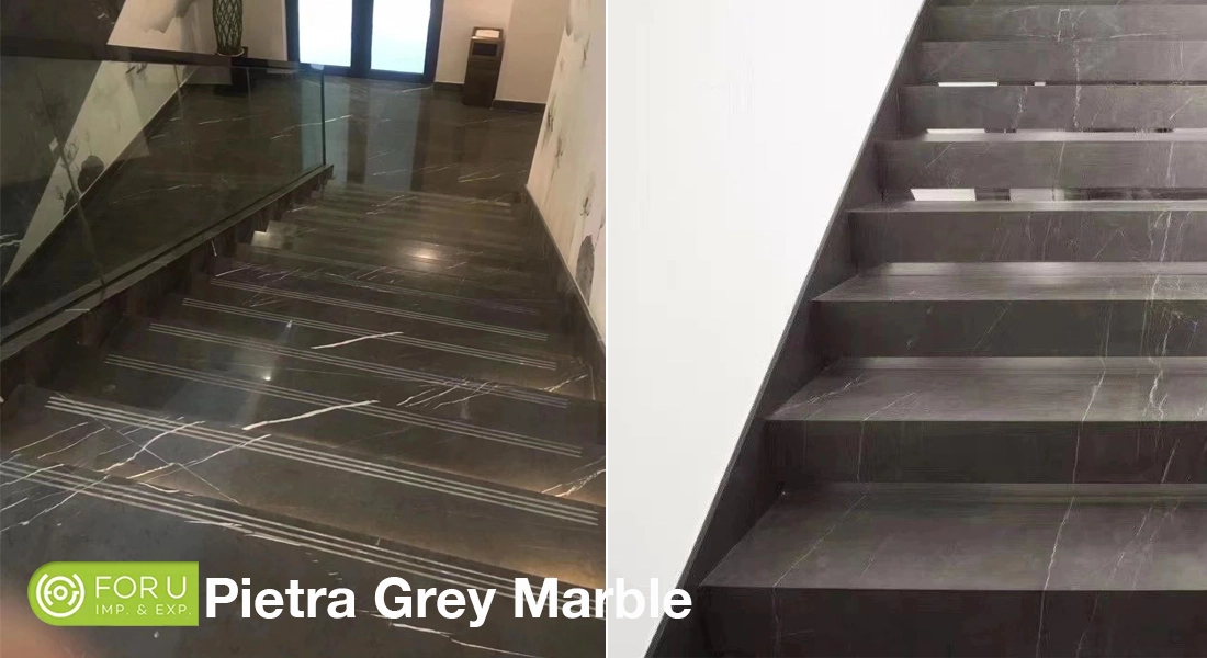 Pietra Grey Marble Staircase projects FOR U STONE Pietra Grey Marble Staircase projects FOR U STONE