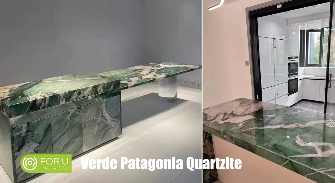 Verde Patagonia Quartzite Kitchen Countertop and Tables Projects FOR U STONE Verde Patagonia Quartzite Kitchen Countertop and Tables Projects FOR U STONE