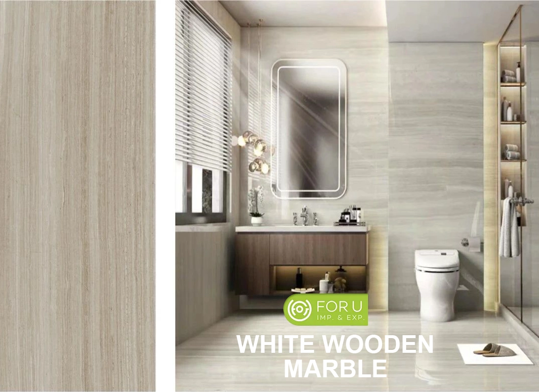 White Wooden Marble Bathroom Tiles For Hotels FOR U STONE White Wooden Marble Bathroom Tiles For Hotels FOR U STONE