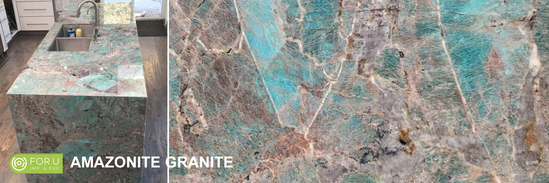 Amazonite Green Granite Waterfall Countertop Supplier FOR U STONE Amazonite Green Granite Waterfall Countertop Supplier FOR U STONE