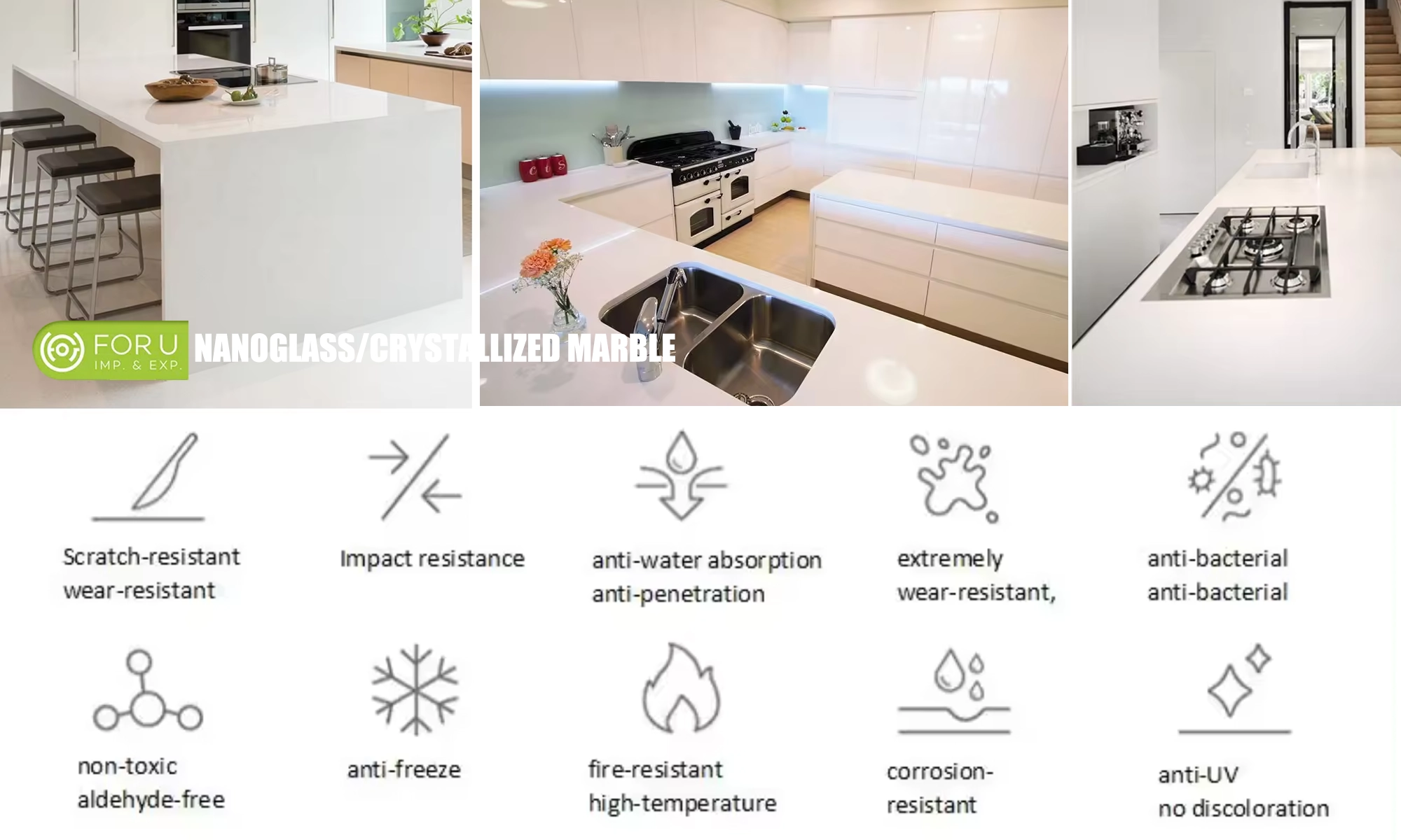 Nano Crystal White Crystallized Marble Countertops Projects FOR U STONE Nano Crystal White Crystallized Marble Countertops Projects FOR U STONE