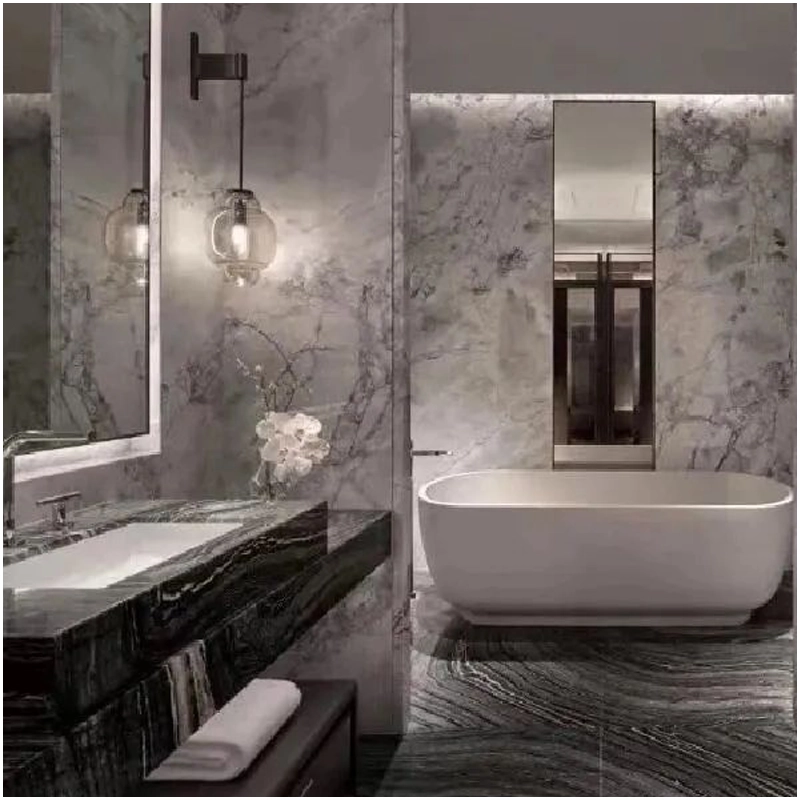 Natural Silver Wave Marble Flooring and Vanity Tops in Hotels FOR U STONE