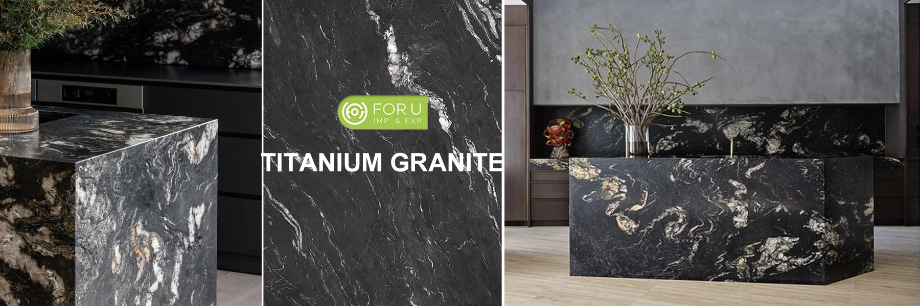 Titanium Granite Kitchen Waterfall Countertops FOR U STONE Titanium Granite Kitchen Waterfall Countertops FOR U STONE