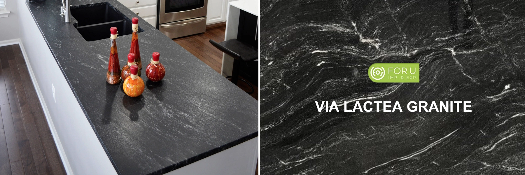 Via Lactea Black Granite Countertops Supplier FOR U STONE Via Lactea Black Granite Countertops Supplier FOR U STONE