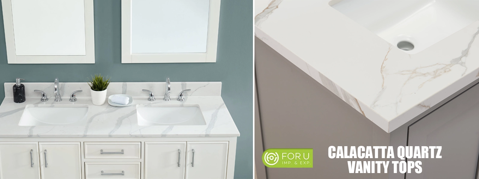 Calacatta Quartz Vanity Countertop projects FOR U STONE Calacatta Quartz Vanity Countertop projects FOR U STONE