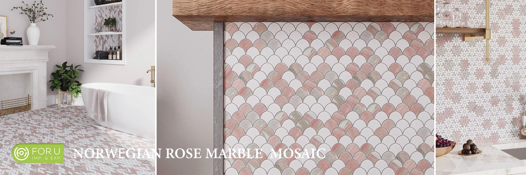 Norwеgian Rose Pink Marble Mosaic Tile Kitchen and Bathroom Designs FOR U STONE