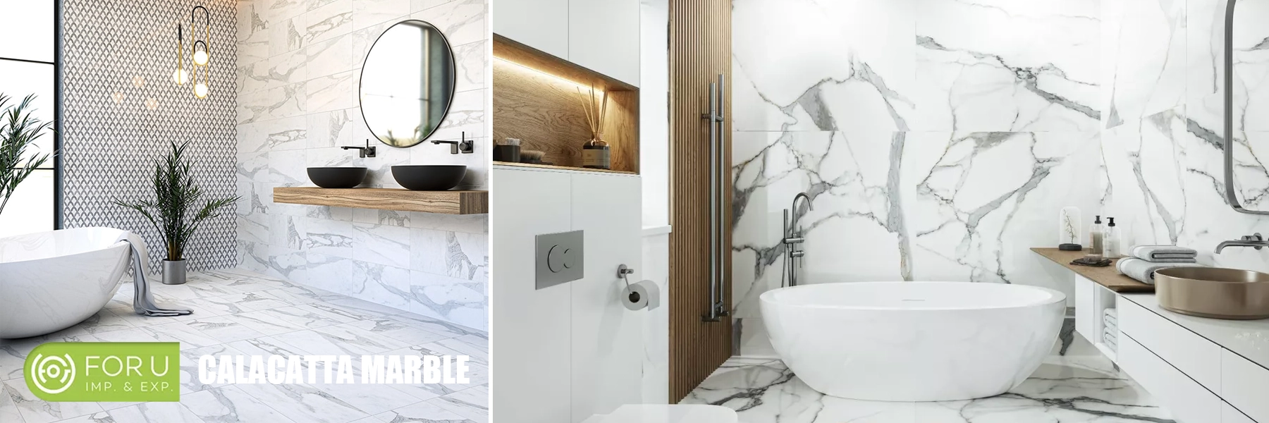 White Marble Calacatta Tiles For Luxury Bathroom Projects FOR U STONE White Marble Calacatta Tiles For Luxury Bathroom Projects FOR U STONE
