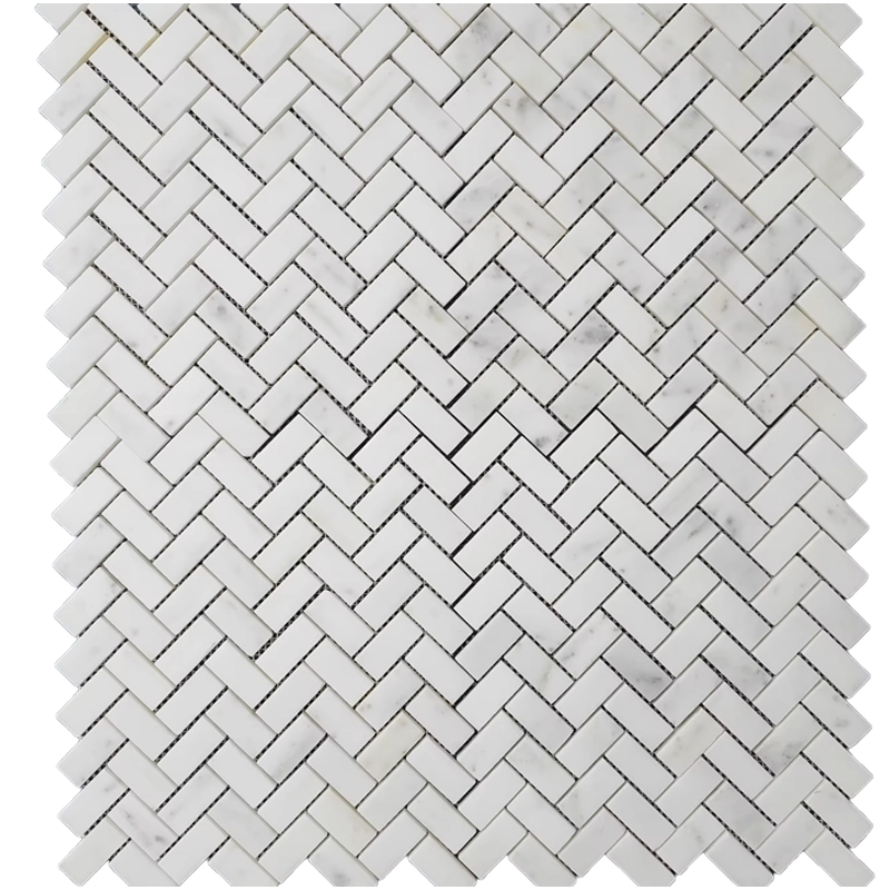 Bianco Carrara Marble Herringbone Tile