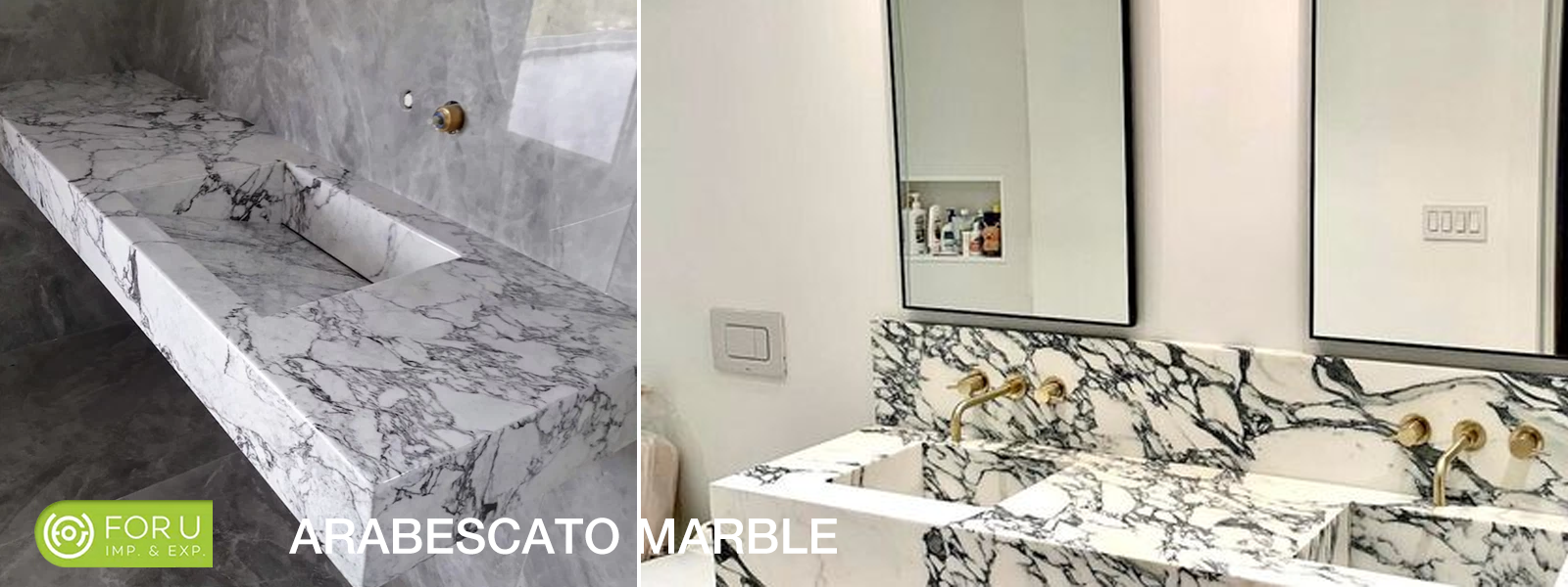 Arabescato Marble Integrated Vanity Countertops in Bathroom FOR U STONE Arabescato Marble Integrated Vanity Countertops in Bathroom FOR U STONE
