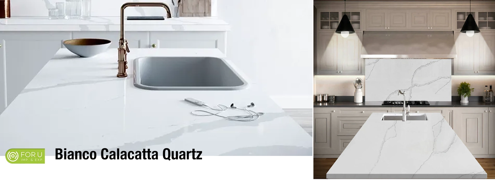 Bianco Calacatta Quartz Kitchen Countertop Projects FOR U STONE Bianco Calacatta Quartz Kitchen Countertop Projects FOR U STONE