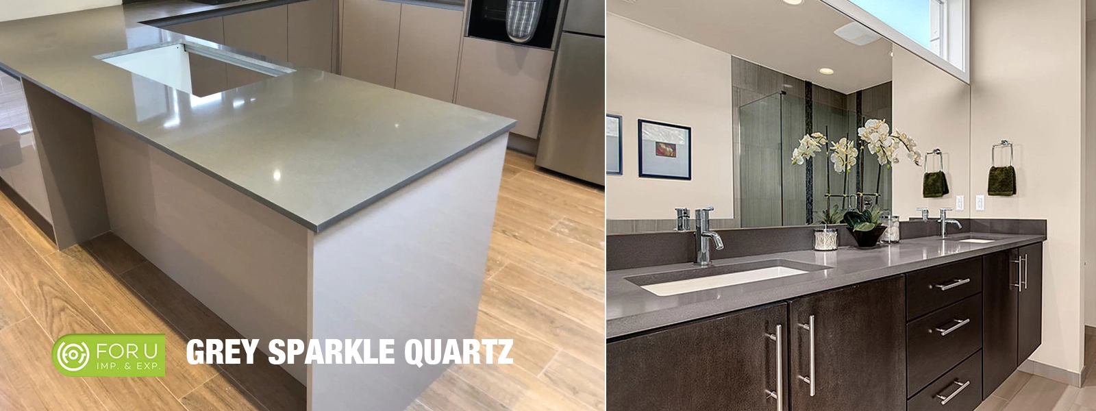 Grey Sparkle Quartz Kitchen and Bathroom Countertops Designs FOR U STONE Grey Sparkle Quartz Countertops Designs FOR U STONE