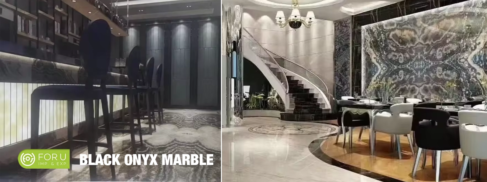 Natural Black Onyx Tiles For luxury villas floor and wall projects FOR U STONE Natural Black Onyx Tiles For luxury villas floor and wall projects FOR U STONE