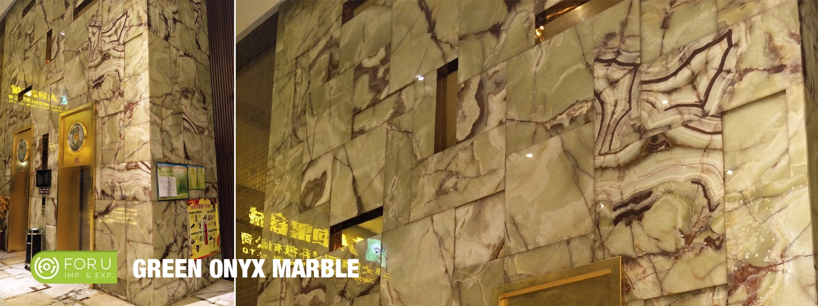 Natural Green Onyx Marble Wall Facade Projects in Hotels FOR U STONE Natural Green Onyx Marble Wall Facade Projects in Hotels FOR U STONE