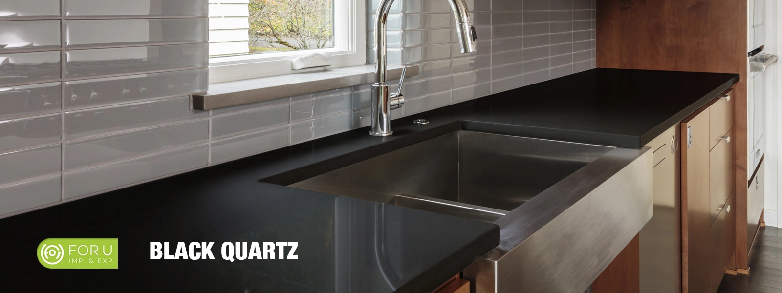 Pure Black Quartz Kitchen Countertops and Worktops Factory FOR U STONE Pure Black Quartz Kitchen Countertops and Worktops Factory FOR U STONE