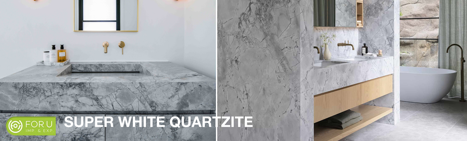 Super White Quartzite Integrated Bathroom Countertops Projects in Villas FOR U STONE Super White Quartzite Integrated Bathroom Countertops Projects in Villas FOR U STONE