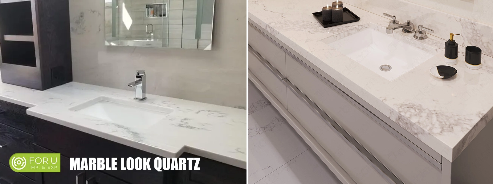 White Marble Look Quartz Bathroom Countertop Designs FOR U STONE White Marble Look Quartz Bathroom Countertop Designs FOR U STONE