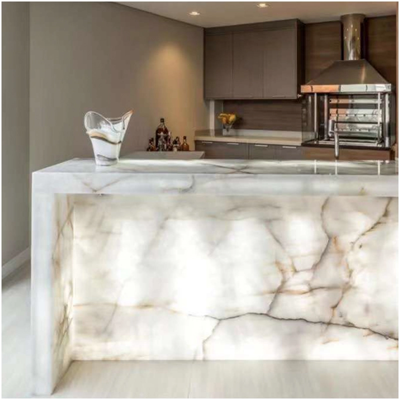Backlit Cristallo Quartzite Countertops in USA Villas KA UNITED
