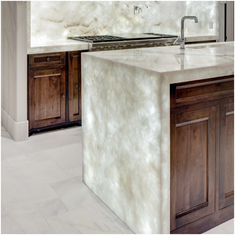 White Cristallo Quartzite Kitchen Countertops in Residences Projects FOR U STONE