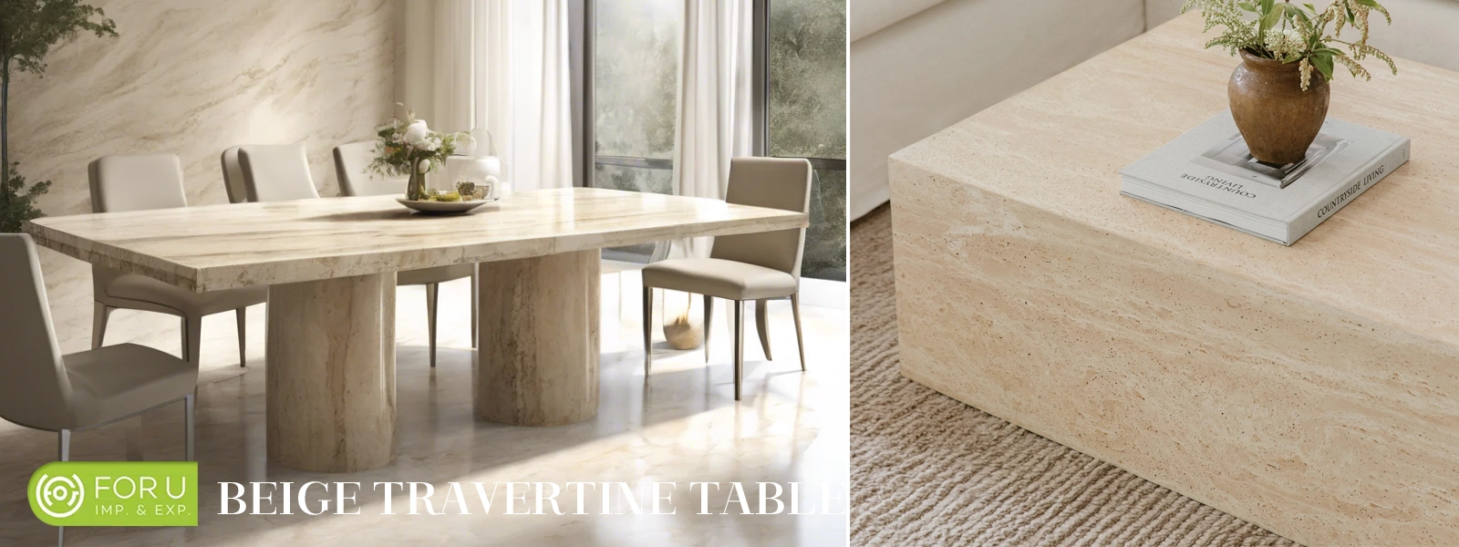 Beige Travertine Table Collection from FOR U STONE Beige Travertine Table Collection from FOR U STONE