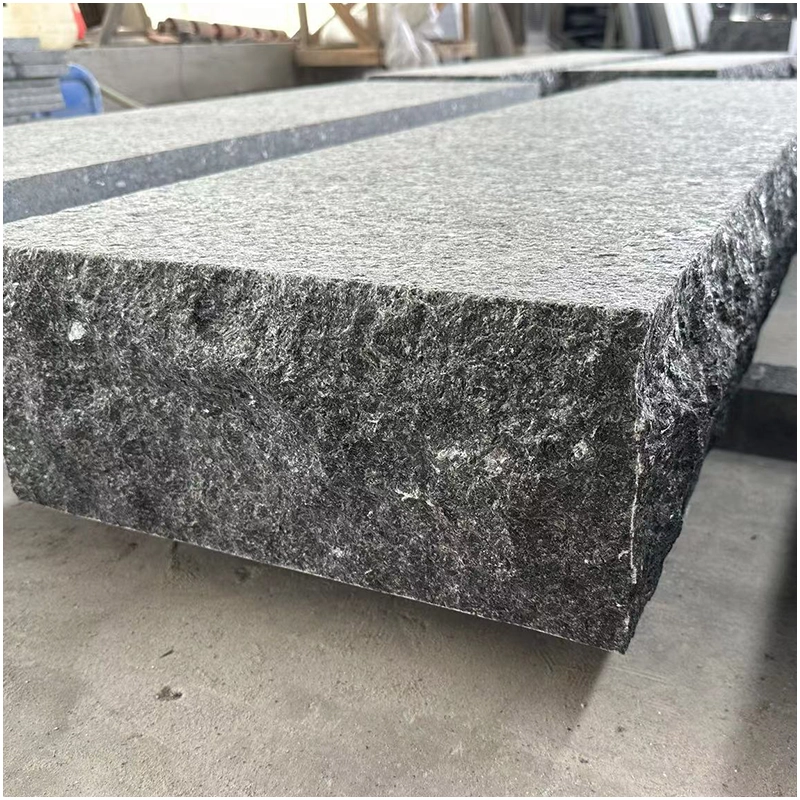 Angola Black Granite Flamed Step