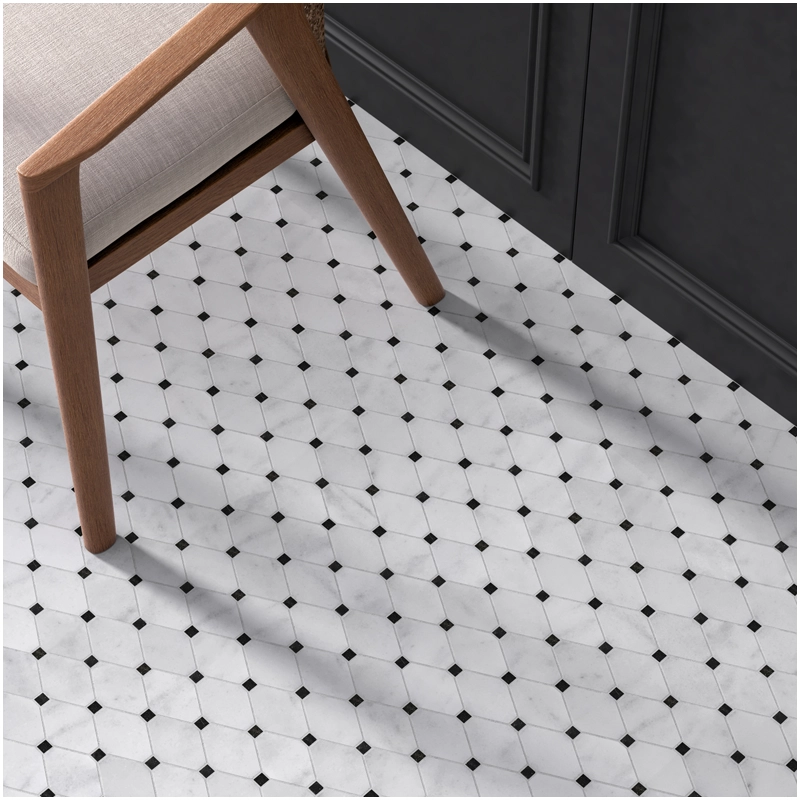 Bianco Carrara Diamond Marble Mosaic Flooring Projects FOR U STONE Bianco Carrara Diamond Marble Mosaic Flooring Projects FOR U STONE